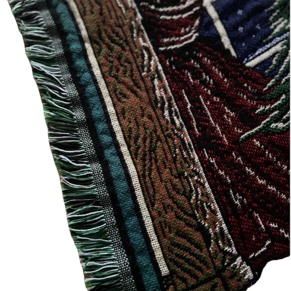 Holiday Tapestry Blanket with Christmas Tree Design